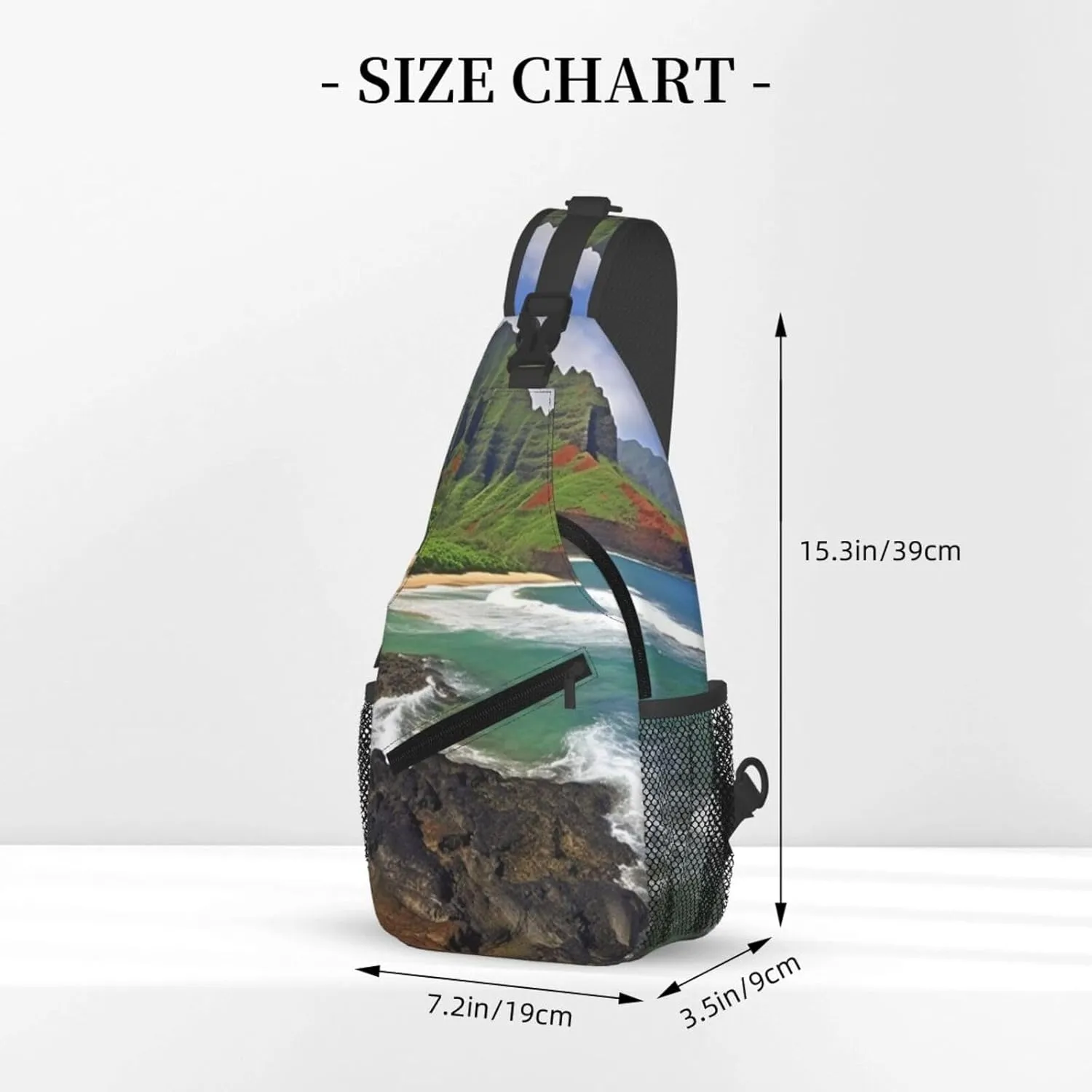 Kauai Hawaii Seashore Sling Bag Backpack For Men Cross Chest Bag Crossbody Shoulder Bag Travel Hiking Daypack