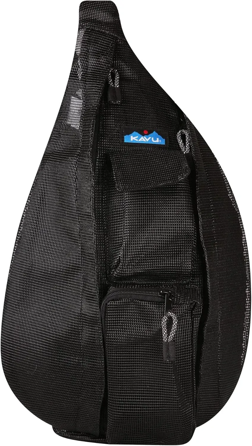 KAVU Beach Rope Bag Mesh Crossbody Sling Backpack - Black