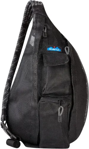KAVU Beach Rope Bag Mesh Crossbody Sling Backpack - Black
