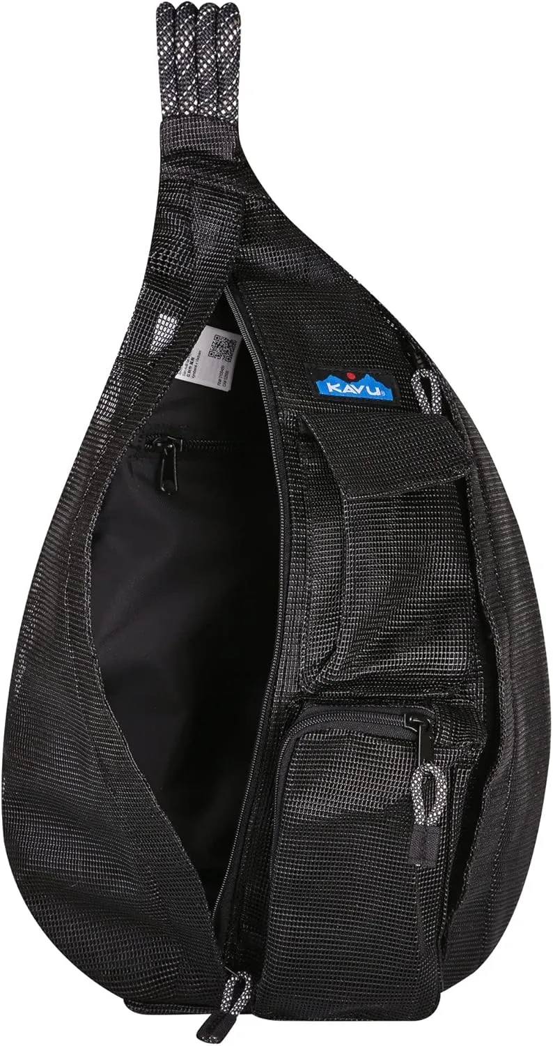 KAVU Beach Rope Bag Mesh Crossbody Sling Backpack - Black