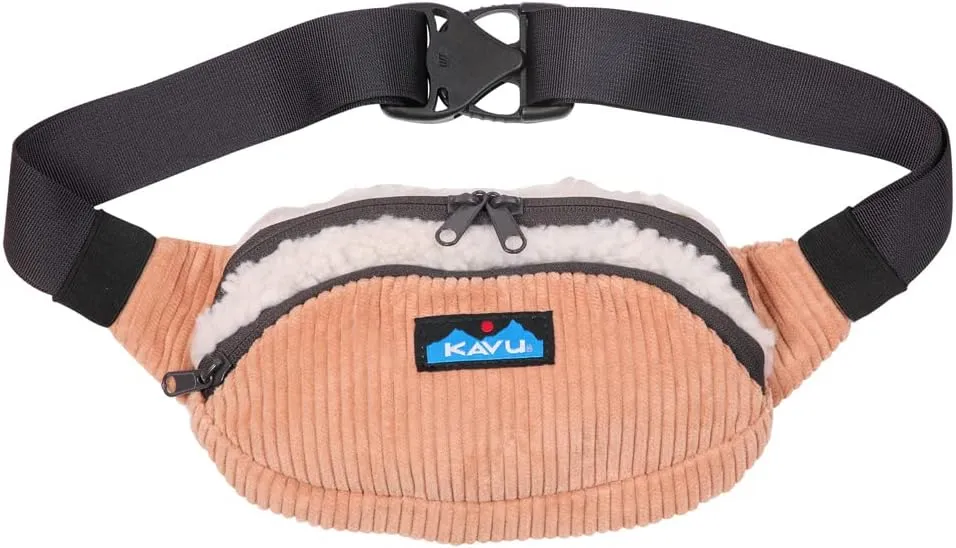 KAVU Snuggy Spectator Belt Bag Fleece Cord Hip Fanny Pack - Blush Cloud
