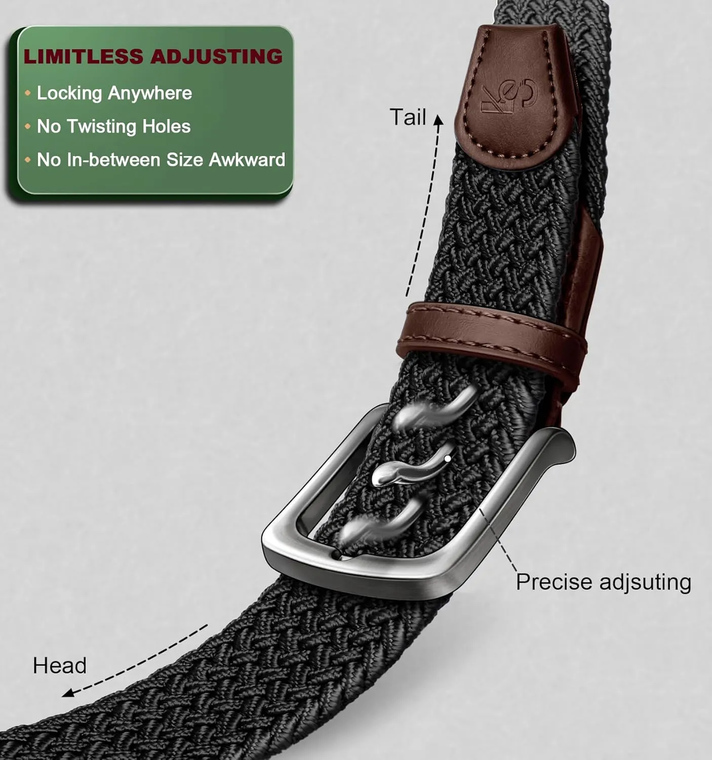 KEMISANT Men's Golf Belt 2 Pack-Braided Woven Stretch Belt for Gift Men Casual Jeans Sports Work 1 3/8"