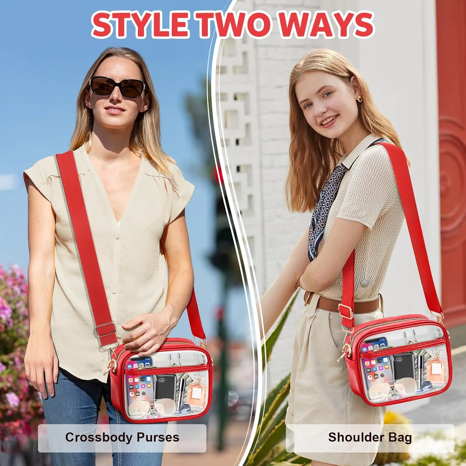 KETIEE Clear Crossbody Bag, Stadium Approved Clear Purse Bag for Concerts Sports Events Festivals