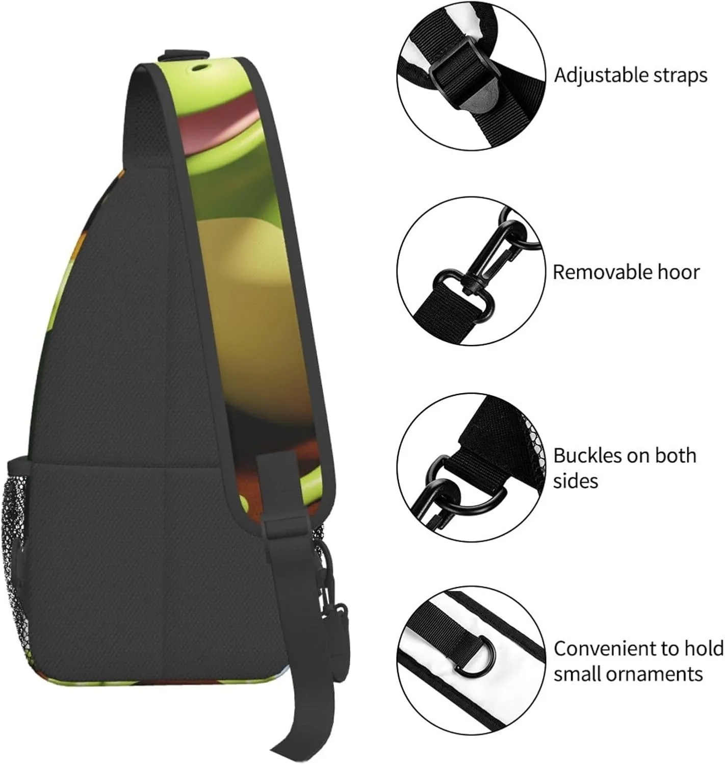 KHiry Sling Bag for Women Men Crossbody Bag Small Sling Backpack Black and white skulls Chest Bag Hiking Daypack