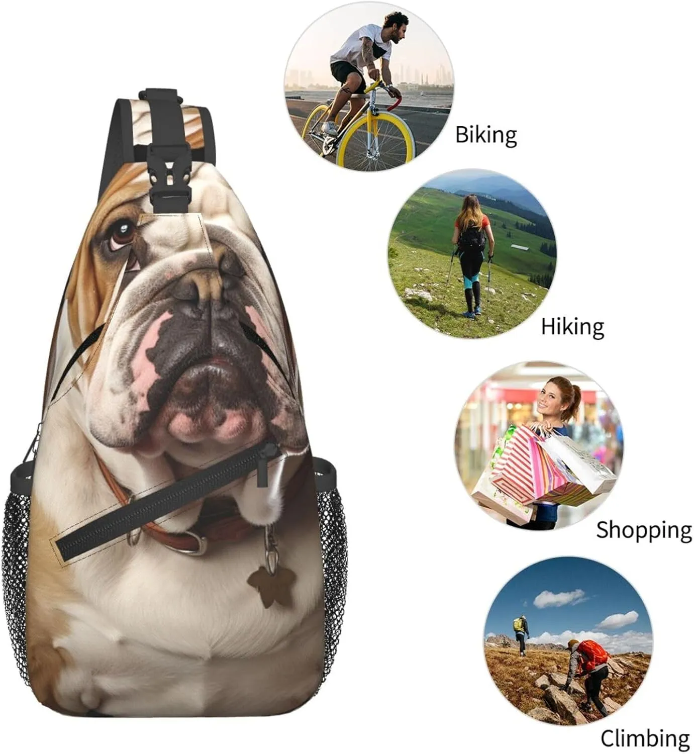 KHiry Sling Bag for Women Men Crossbody Bag Small Sling Backpack Black and white skulls Chest Bag Hiking Daypack