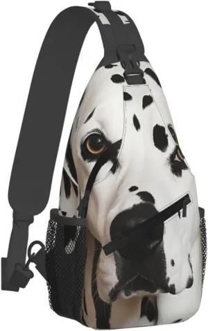 KHiry Sling Bag for Women Men Crossbody Bag Small Sling Backpack Black and white skulls Chest Bag Hiking Daypack