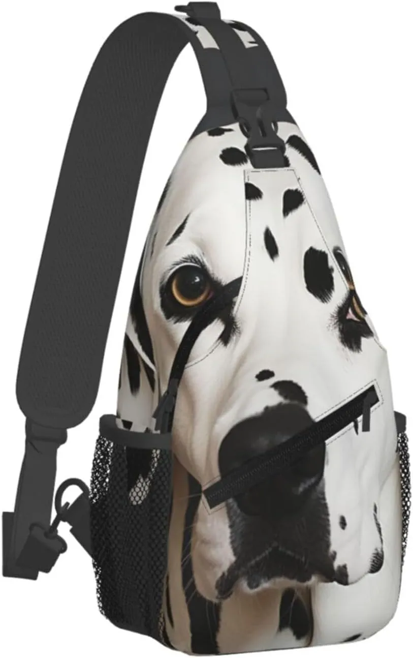 KHiry Sling Bag for Women Men Crossbody Bag Small Sling Backpack Black and white skulls Chest Bag Hiking Daypack