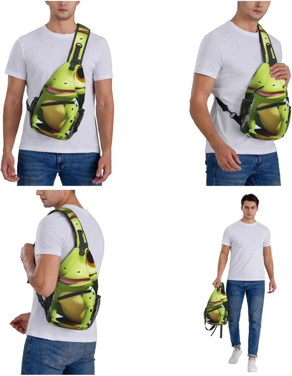KHiry Sling Bag for Women Men Crossbody Bag Small Sling Backpack Black and white skulls Chest Bag Hiking Daypack