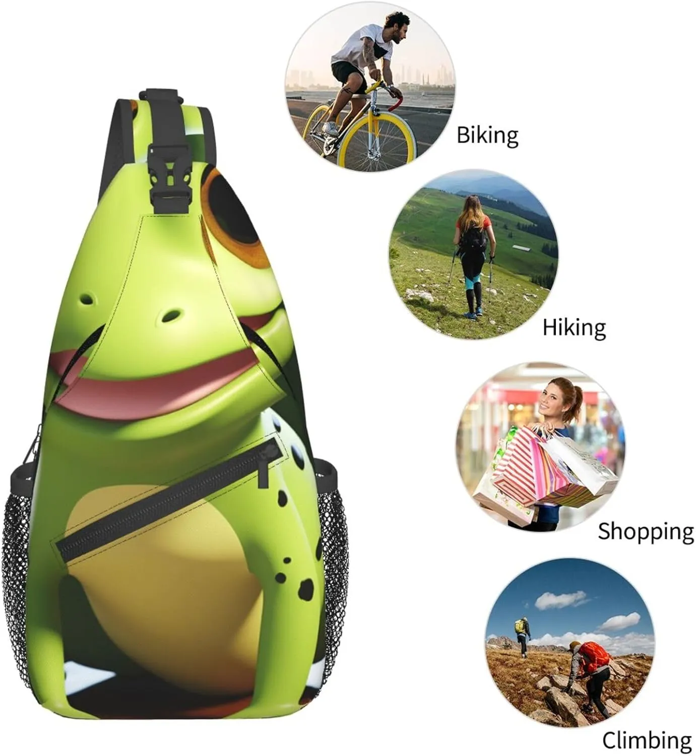 KHiry Sling Bag for Women Men Crossbody Bag Small Sling Backpack Black and white skulls Chest Bag Hiking Daypack