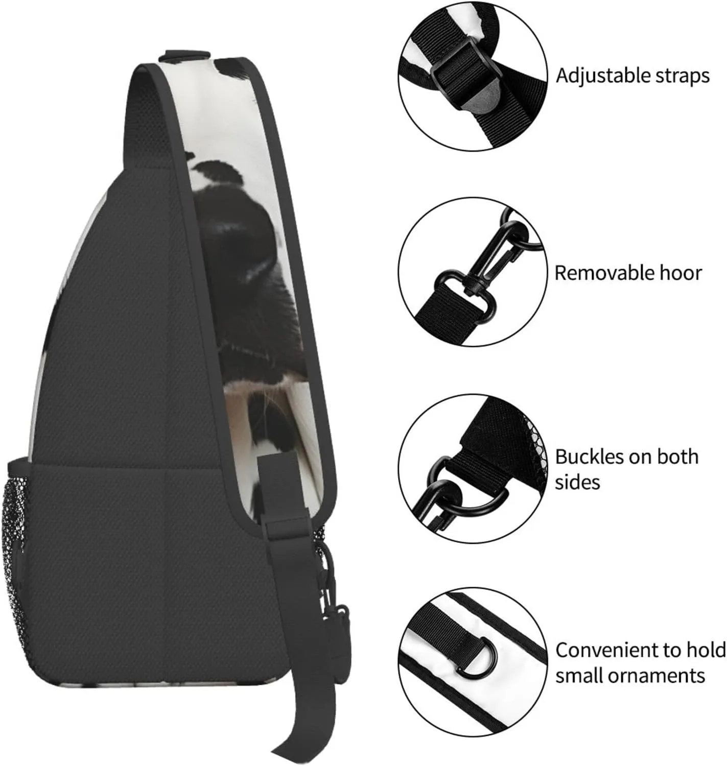 KHiry Sling Bag for Women Men Crossbody Bag Small Sling Backpack Black and white skulls Chest Bag Hiking Daypack