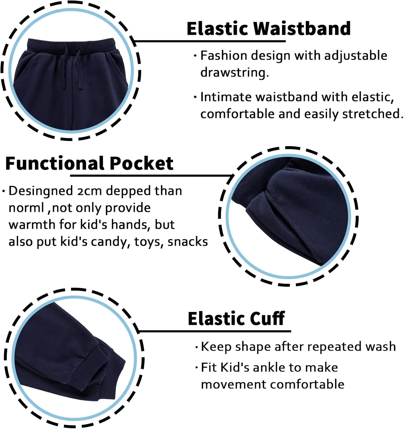 Kid Nation Kids Unisex Soft Brushed Fleece Casual Pull On Jogger Sweatpants with Pockets for Boys or Girls
