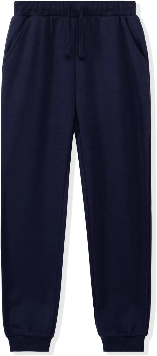 Kid Nation Kids Unisex Soft Brushed Fleece Casual Pull On Jogger Sweatpants with Pockets for Boys or Girls