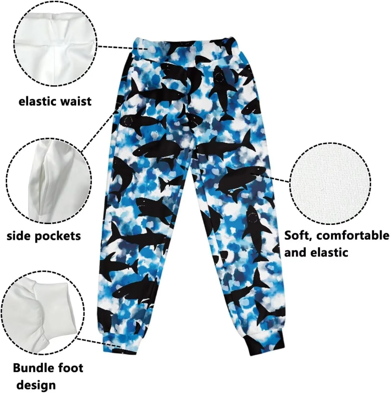 Kid's Active Athletic Pants Elastic Waist Jogger Sweatpants with Pockets