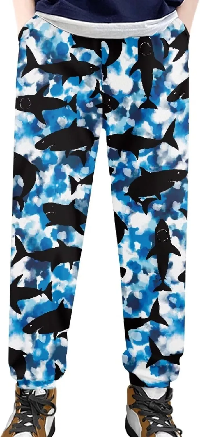 Kid's Active Athletic Pants Elastic Waist Jogger Sweatpants with Pockets