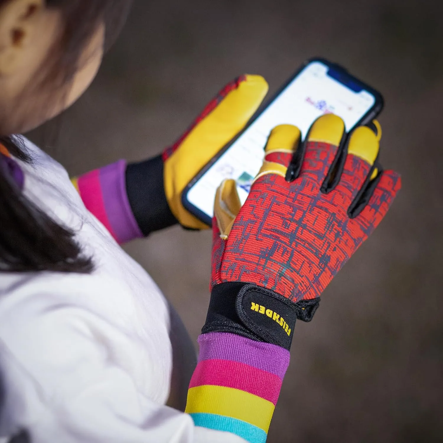 Kids Genuine Leather Work Gloves, Safety Gloves, Touch Screen, Reflective, Breathable Design, for Children Age 2-12
