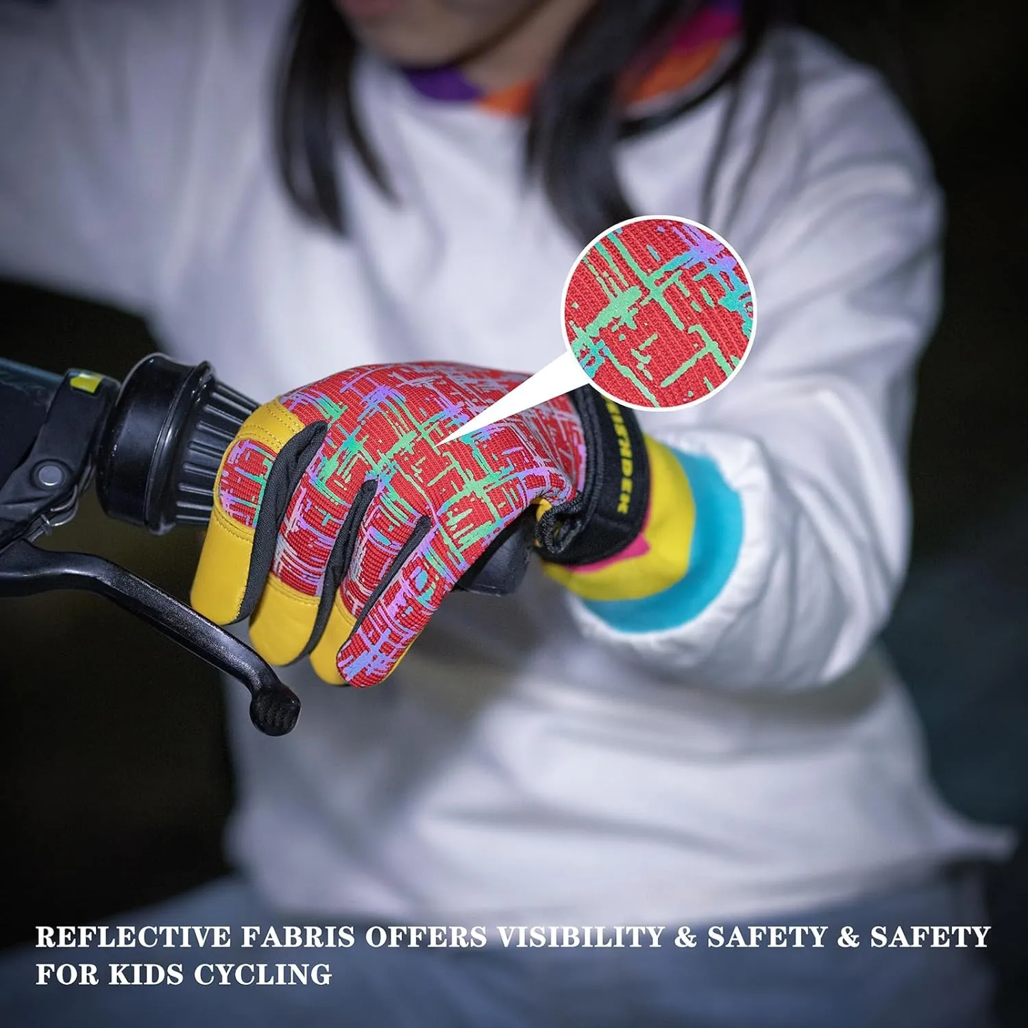 Kids Genuine Leather Work Gloves, Safety Gloves, Touch Screen, Reflective, Breathable Design, for Children Age 2-12