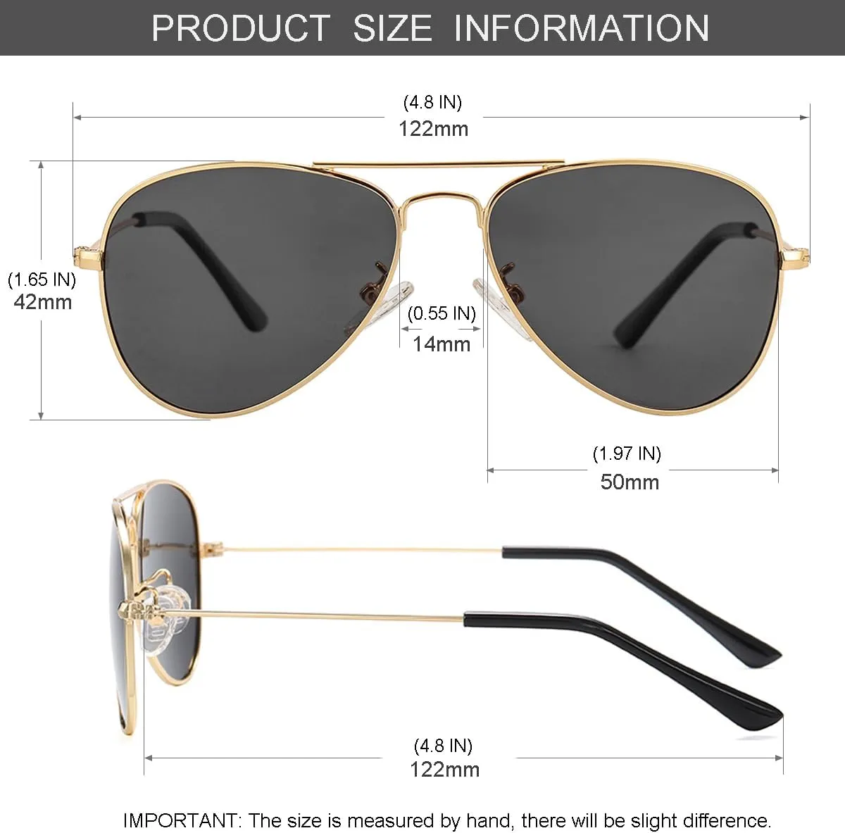 Kids Polarized Aviator Sunglasses for Little Girls Boys Juniors Teenagers, Two Sizes 50MM 52MM