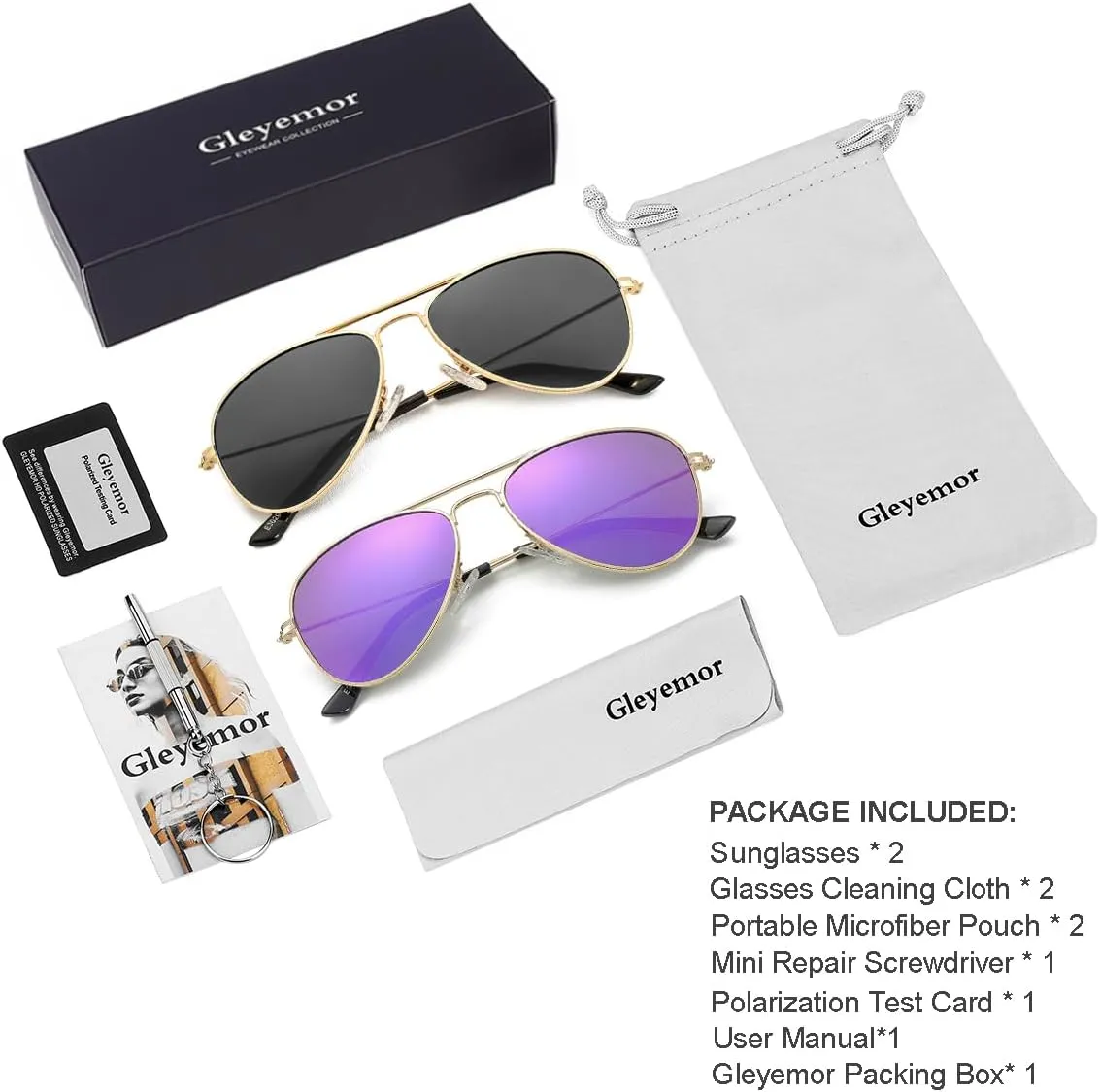Kids Polarized Aviator Sunglasses for Little Girls Boys Juniors Teenagers, Two Sizes 50MM 52MM