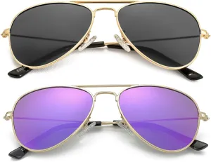 Kids Polarized Aviator Sunglasses for Little Girls Boys Juniors Teenagers, Two Sizes 50MM 52MM