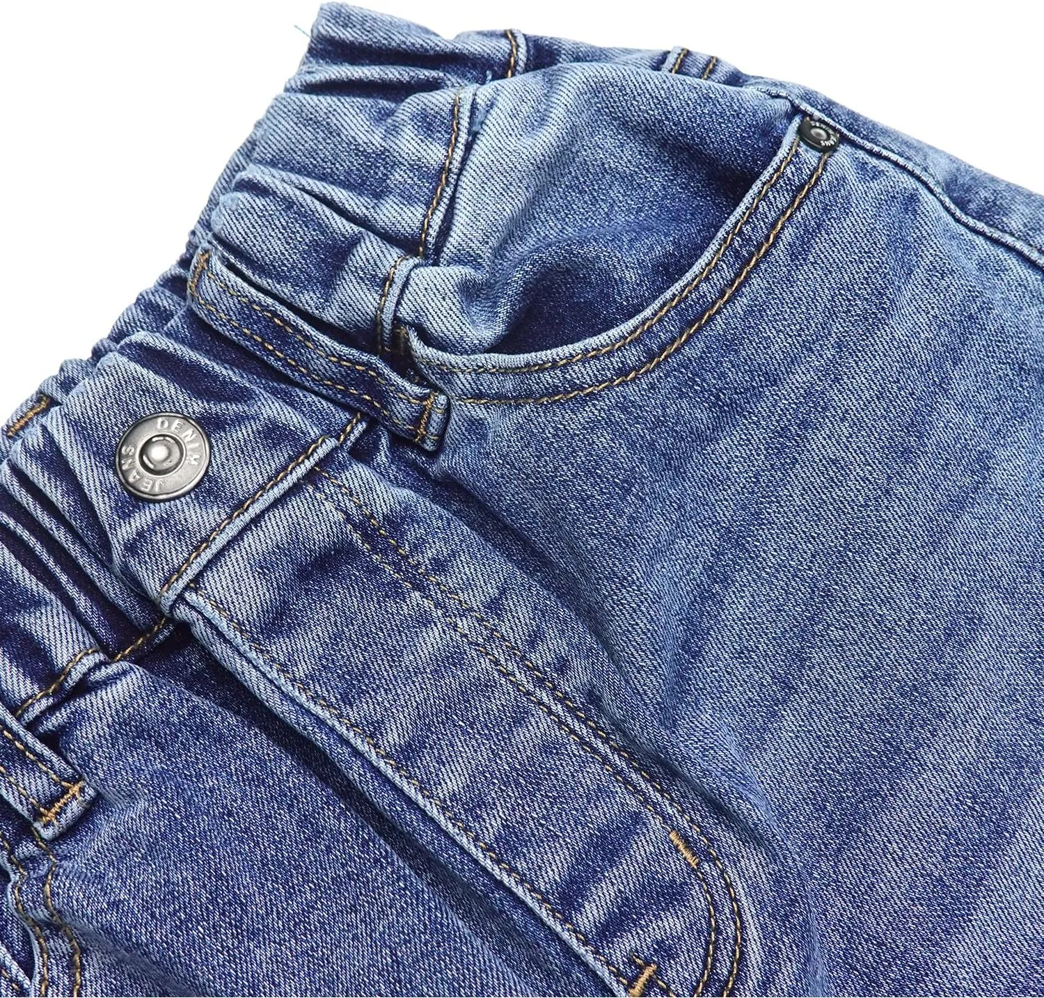 KIDSCOOL SPACE Girls Flared Denim Pants, 18M-14T Wide Age Ranges Elastic Waistband Inside Stretchy Slim Jeans