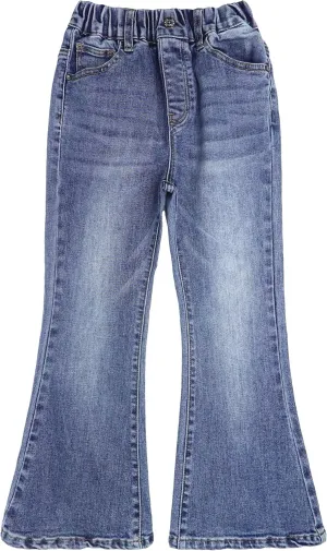 KIDSCOOL SPACE Girls Flared Denim Pants, 18M-14T Wide Age Ranges Elastic Waistband Inside Stretchy Slim Jeans