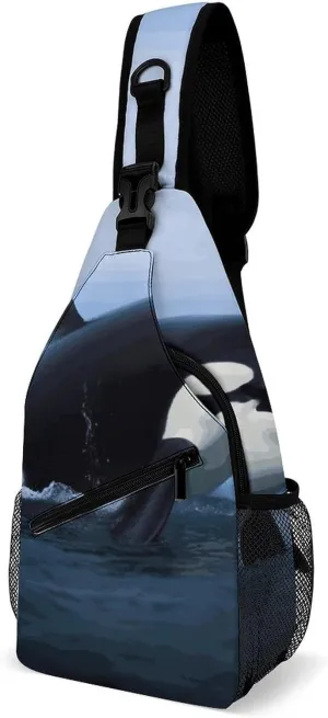 Killer Whale Crossbody Sling Bag for Women Men Sling Backpack Travel Chest Bag Pack Man Purse Shoulder Bags Daypack for Travel Hiking Cycling
