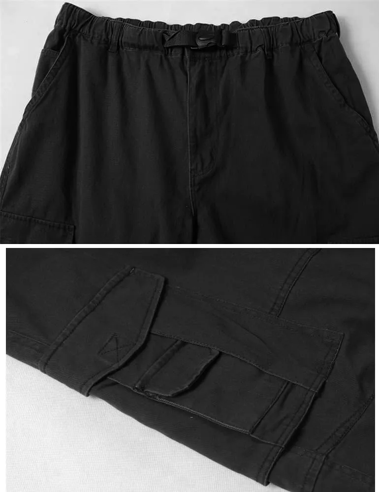 Kinghua Men's Baggy Cargo Pants Casual Loose Fit Elastic Waist Cotton Twill Cargo Pants