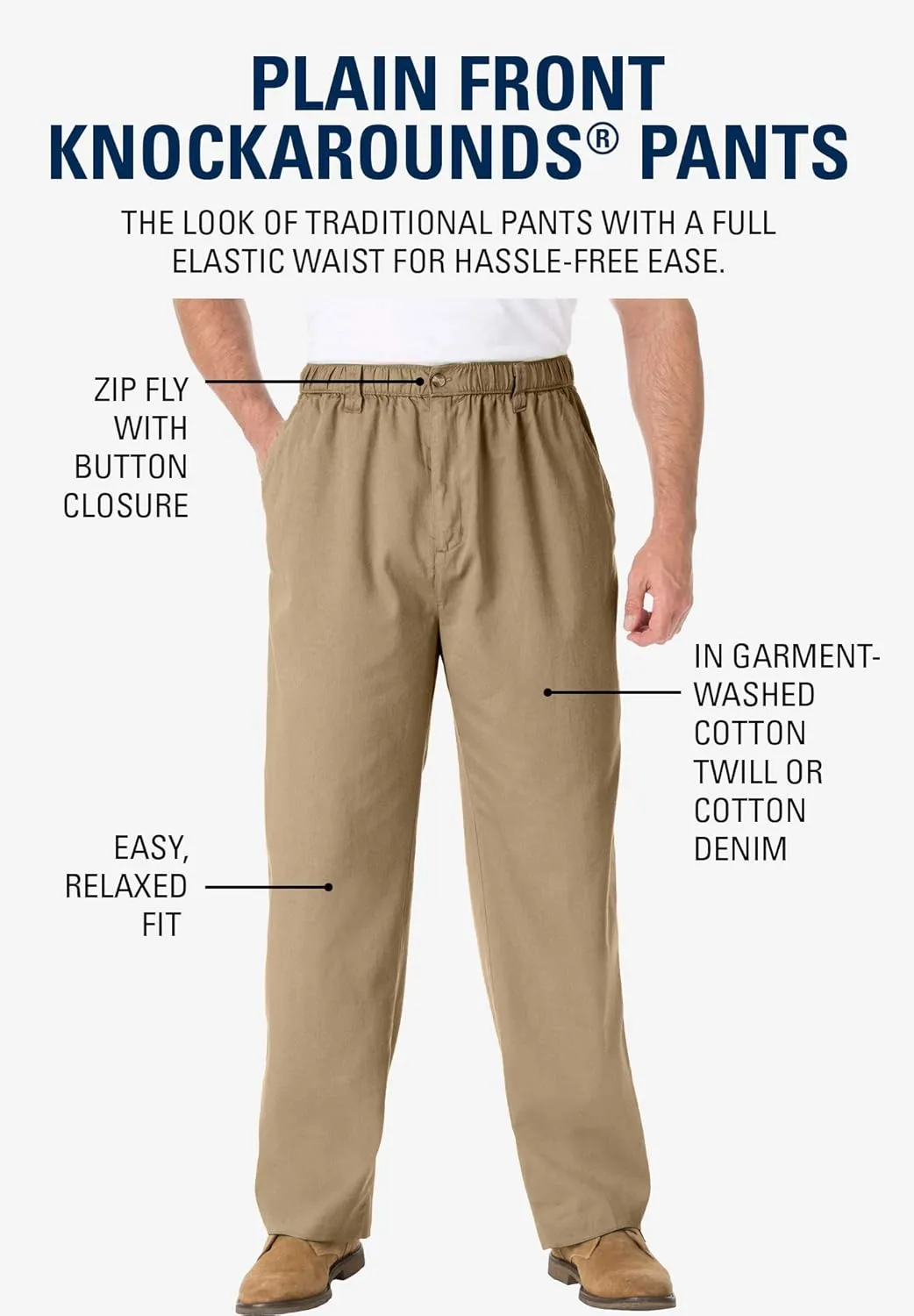 KingSize Men's Big & Tall Knockarounds Full-Elastic Waist Pants