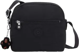 Kipling Women's Keefe Nylon Triple Entry Crossbody Bag, Black Tonal Ii, 8.25''L x 7.75''H x 5''D