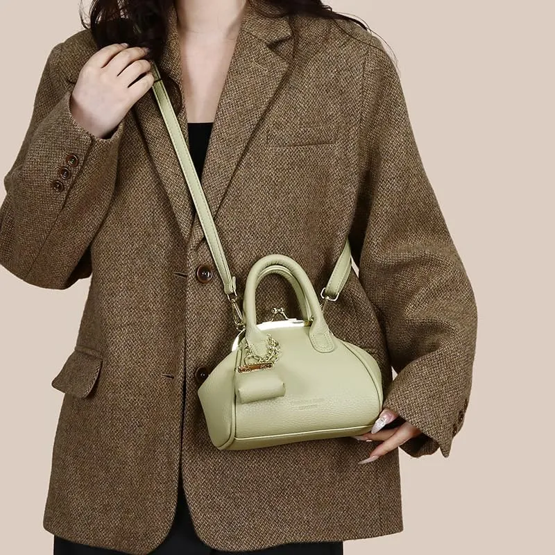 Kiss Lock Purse and Handbags,Vintage Crossbody Bags Mini Kisslock Top-handle Satchel Bags Women Design Clutch Purses