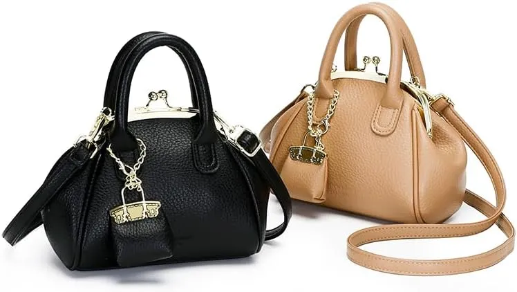 Kiss Lock Purse and Handbags,Vintage Crossbody Bags Mini Kisslock Top-handle Satchel Bags Women Design Clutch Purses