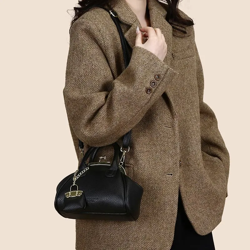 Kiss Lock Purse and Handbags,Vintage Crossbody Bags Mini Kisslock Top-handle Satchel Bags Women Design Clutch Purses