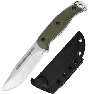 Kizer Ursa Major Fixed Blade Knife, 4.43" AEB-L Blade Hunting Survival Knife with Ergonomic Olive Green G10 Handle, Full Tang Camping Knives with Sheath & Hexagon Hole for Outdoor Activities, 1082A2