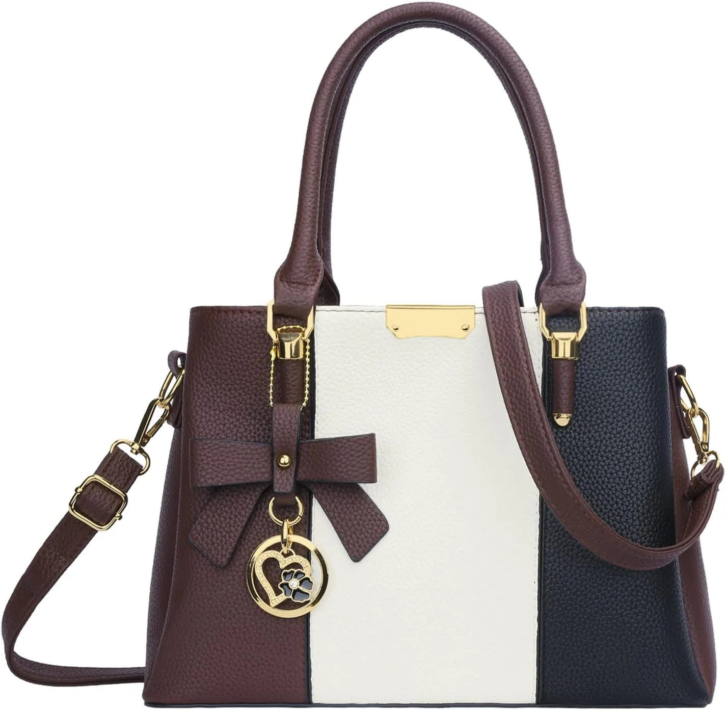 KKXIU 3 Zippered Compartments Purses and Handbags for Women Top Handle Satchel Shoulder Ladies Bags