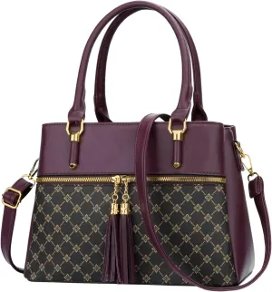 KKXIU Women Satchel Bags Handle Shoulder Handbags and Purses Pockets Zipper Leather Crossbody Bags