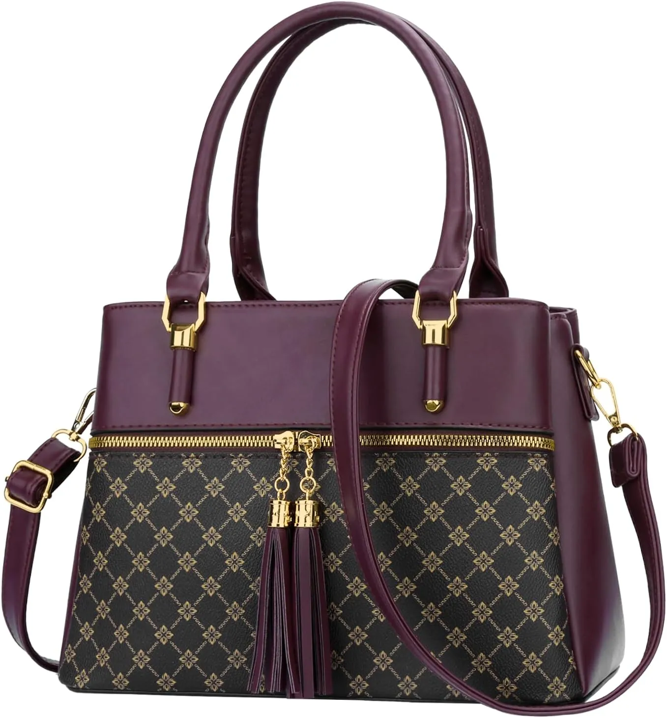 KKXIU Women Satchel Bags Handle Shoulder Handbags and Purses Pockets Zipper Leather Crossbody Bags