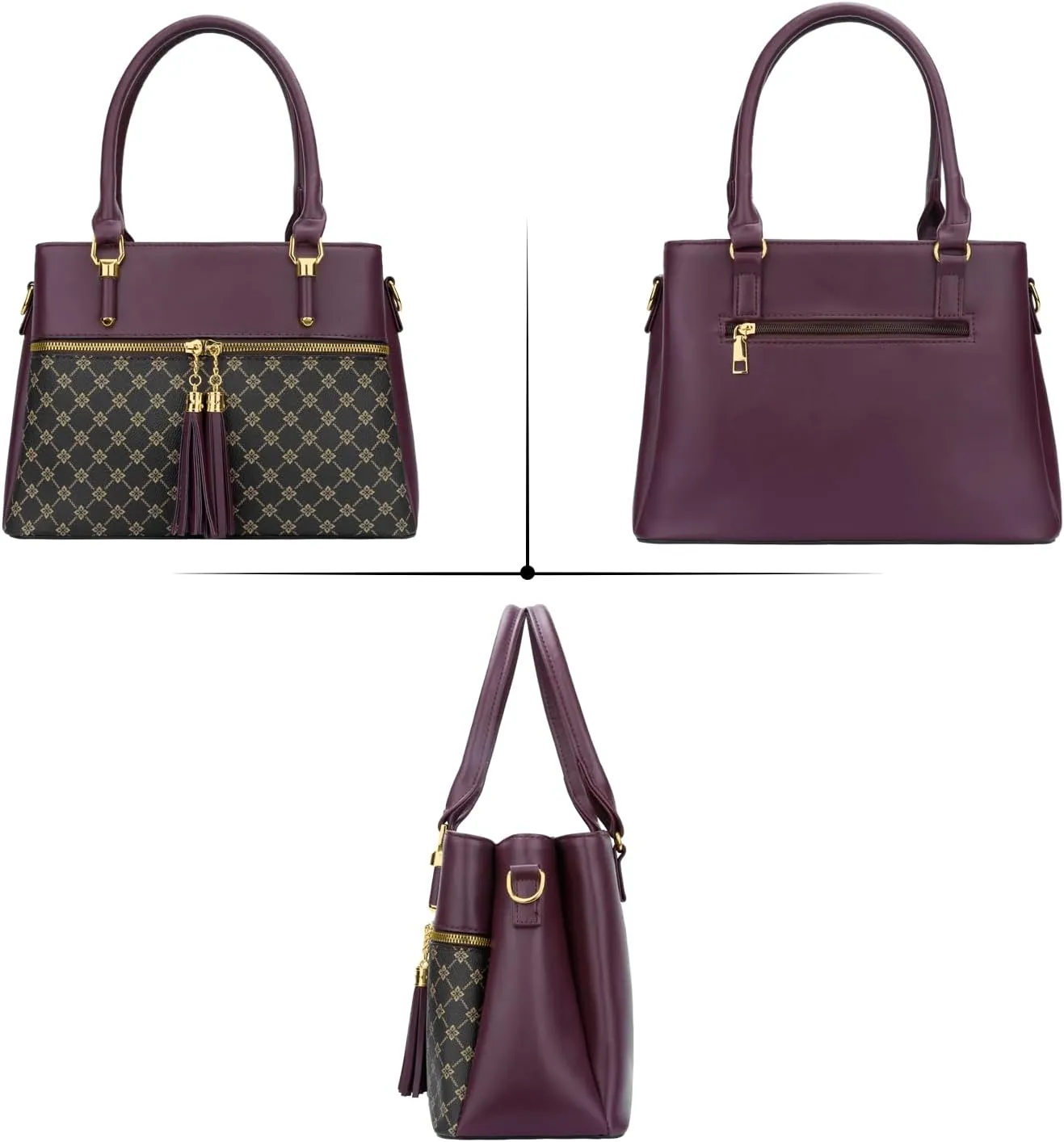 KKXIU Women Satchel Bags Handle Shoulder Handbags and Purses Pockets Zipper Leather Crossbody Bags