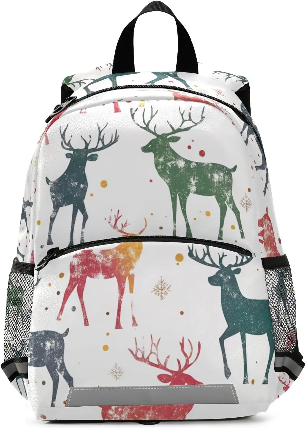 KLL Cute Toddler Girl Backpack Christmas Pattern with Reindeer Cute Travel Outdoor Daypack Book Bag for School