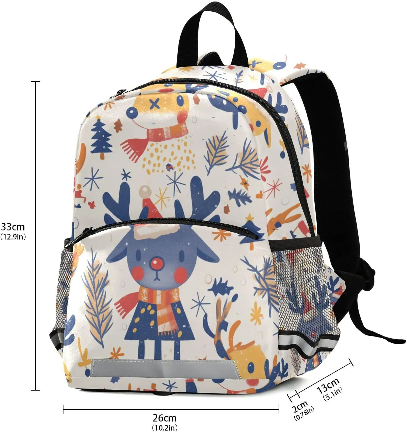 KLL Mini Little Girls Backpack Christmas Pattern Reindeer Mini Travel Outdoor Daypack Book Bag for School