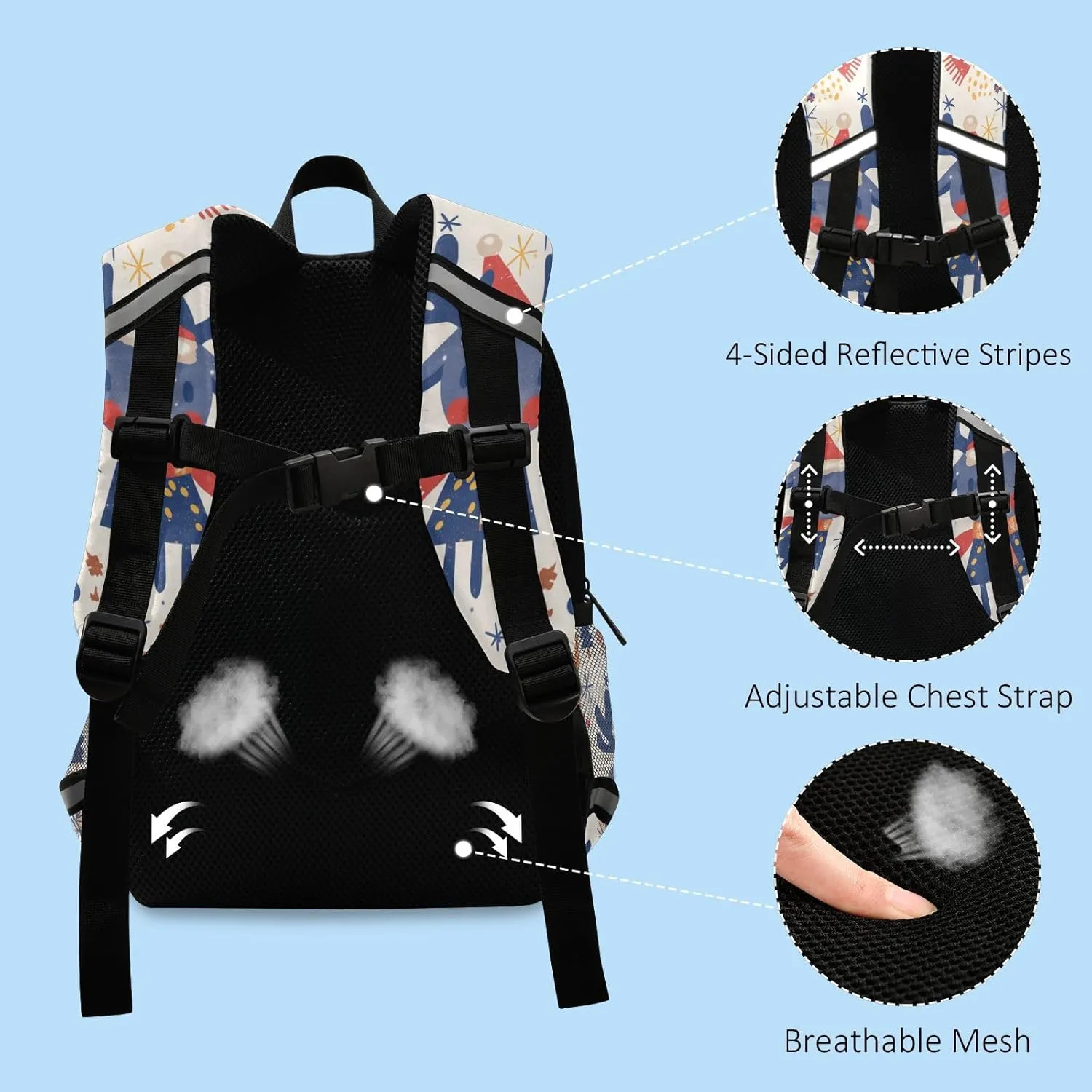 KLL Mini Little Girls Backpack Christmas Pattern Reindeer Mini Travel Outdoor Daypack Book Bag for School