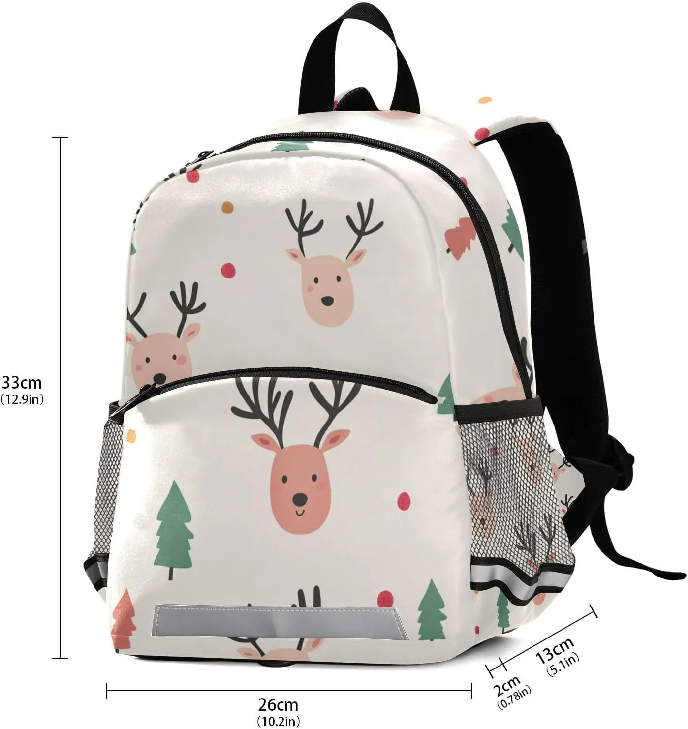 KLL Toddler Girl Backpack Cute Water Resistant School Bag Travel, Christmas Pattern with Reindeer