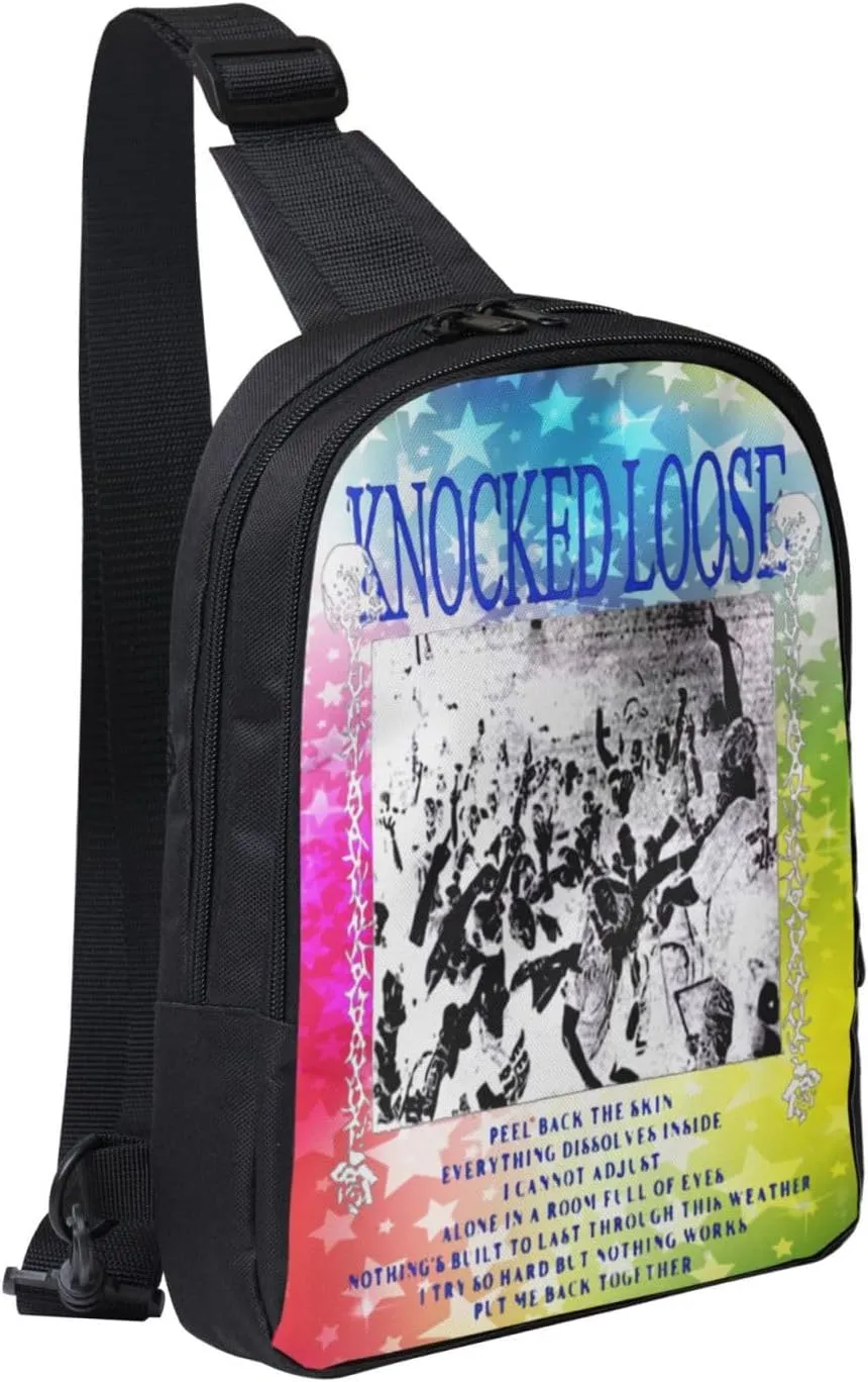 Knocked Music Loose Crossbody Bags for Women Men, Travel Hiking Sling Bag, Lightweight Handbag, Chest Purse Backpack