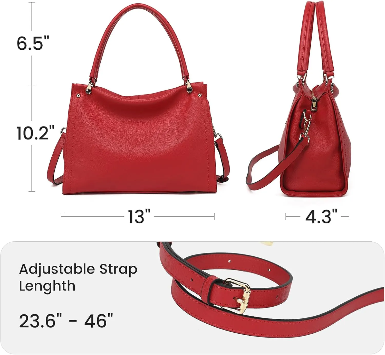 KOGTLA Women Genuine Leather Purses Handbags Tote Bag Shoulder Bag Top Handle Satchel Ladies Crossbody Hobo Bags Bucket Bag