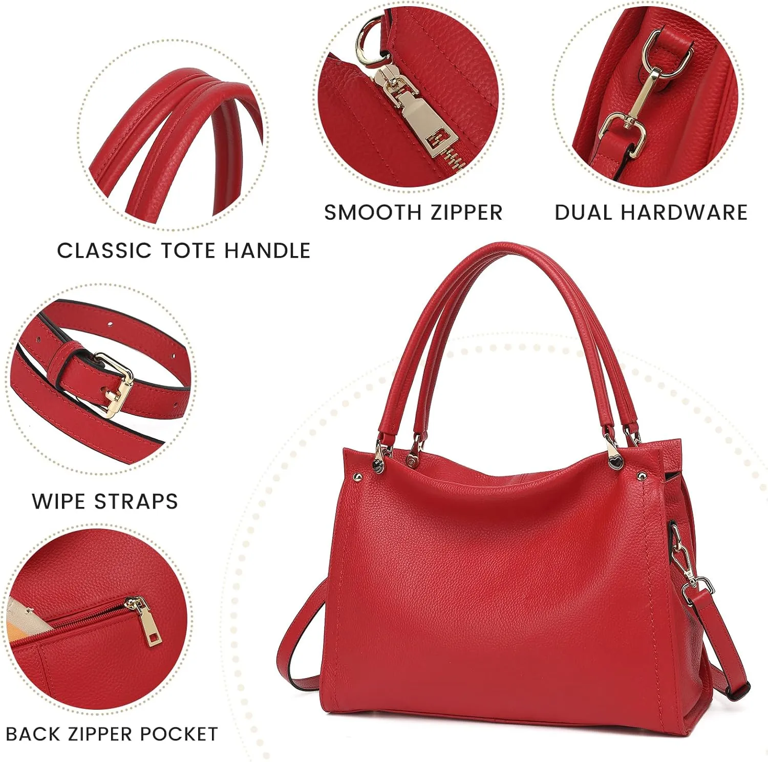 KOGTLA Women Genuine Leather Purses Handbags Tote Bag Shoulder Bag Top Handle Satchel Ladies Crossbody Hobo Bags Bucket Bag