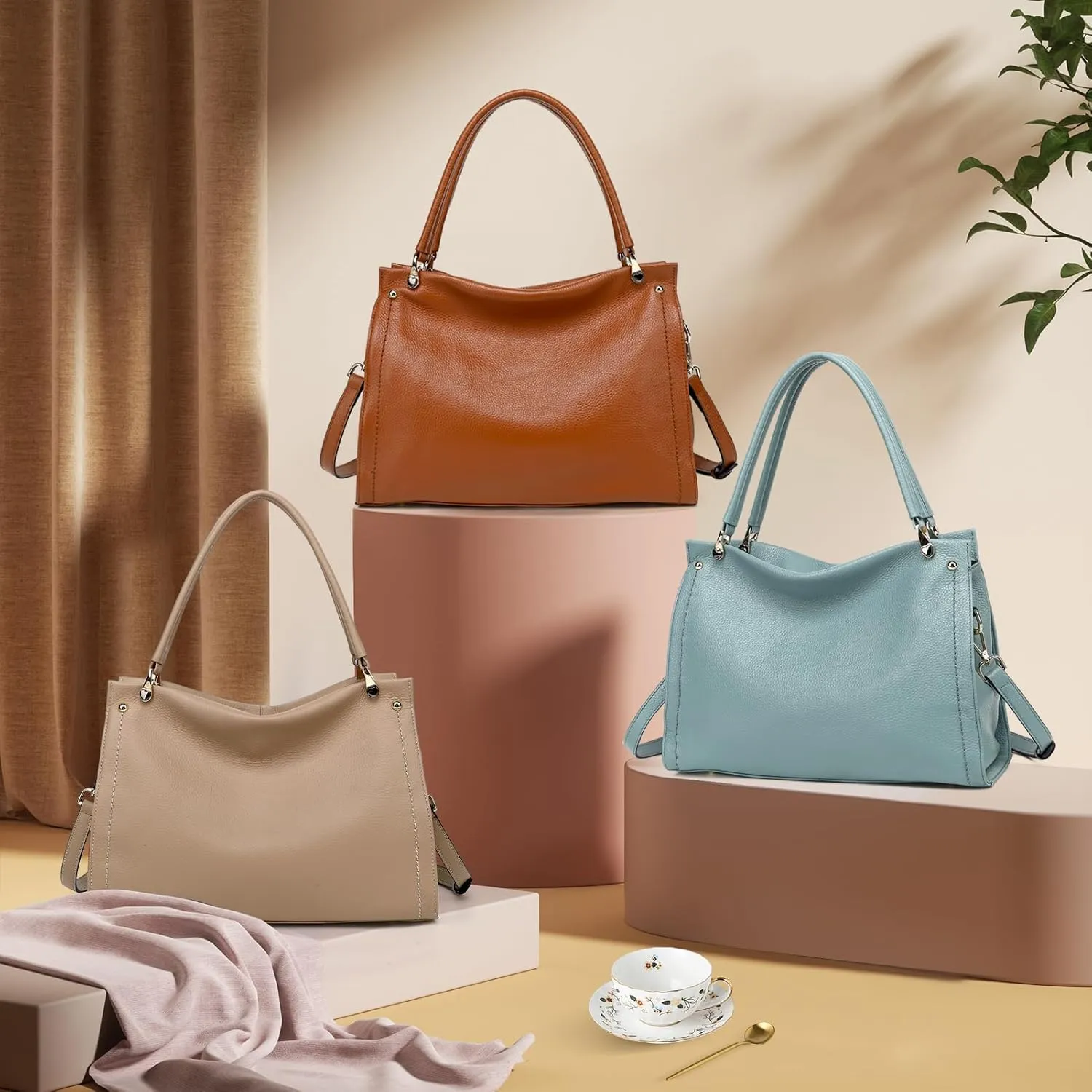KOGTLA Women Genuine Leather Purses Handbags Tote Bag Shoulder Bag Top Handle Satchel Ladies Crossbody Hobo Bags Bucket Bag