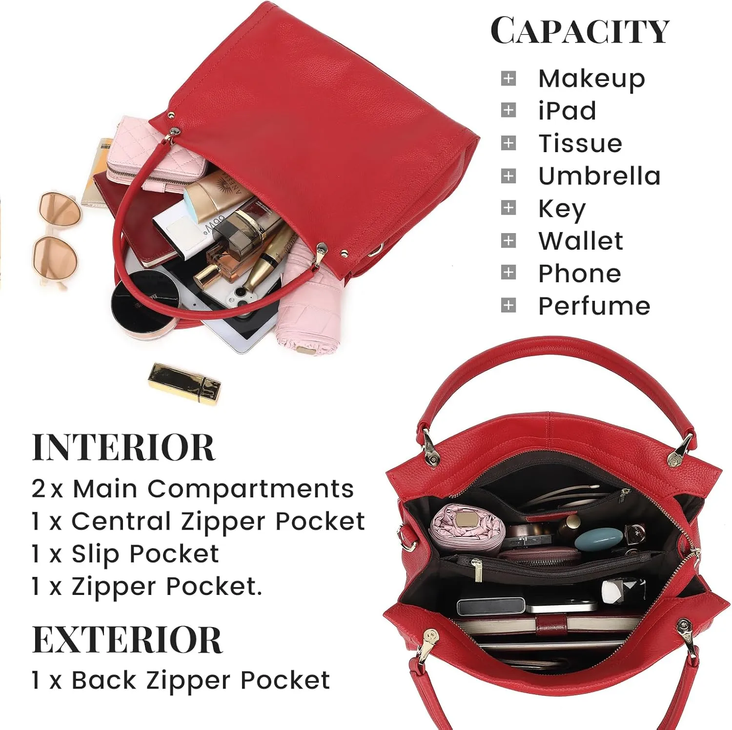 KOGTLA Women Genuine Leather Purses Handbags Tote Bag Shoulder Bag Top Handle Satchel Ladies Crossbody Hobo Bags Bucket Bag