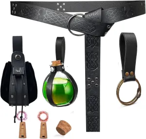 KOTORA Renaissance Costume Accessory Belt Pouch Purse Potion Bottle Belt Waist Set Retro Medieval Festival Ren Faire