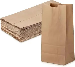 Kraft Paper Bags - 10 lb (6.25 x 4 x 13 inch) Paper Bags - Brown Paper Lunch Sandwich Bags for Bake Sales, Grocery, Retail, Candy, Farmers Market and Takeout (50)