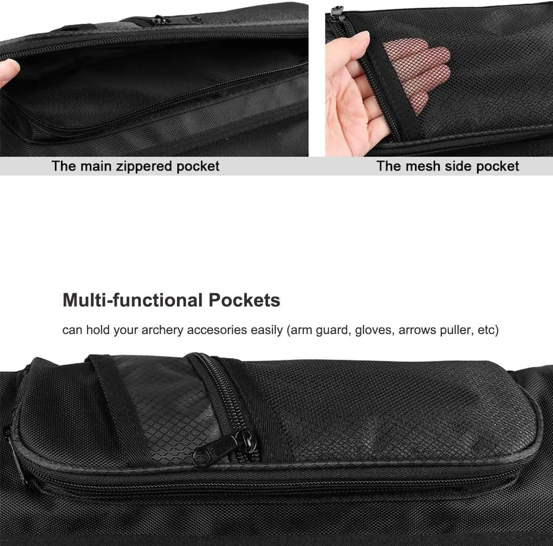 KRATARC 3-Tubes Hip Quiver Waist Hanged Arrow Archery Carry Bag with Pockets Adjustable Belt