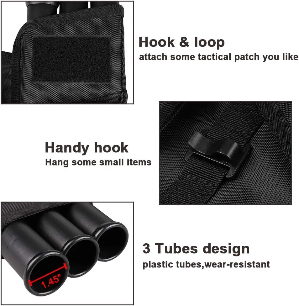 KRATARC 3-Tubes Hip Quiver Waist Hanged Arrow Archery Carry Bag with Pockets Adjustable Belt